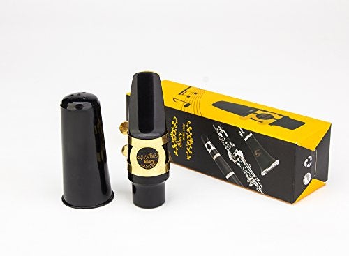 Glory Alto Saxophone Mouthpiece Kit with Ligature,one reed and Plastic Cap-Gold - Image 2