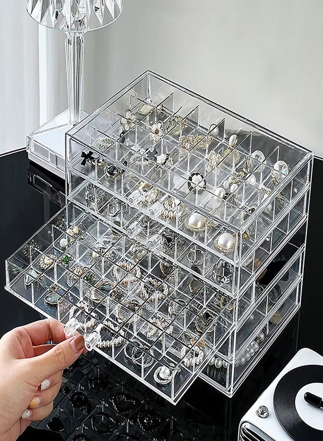 Euedue Clear Acrylic Jewelry Storage Box, Earring Jewelry Organizer with 5 Drawers, 5-Layer Jewelry Box for Women, Earrings Display Holder for Ring Bracelet Necklace, 120 Grid Compartment Storage Box - Image 4