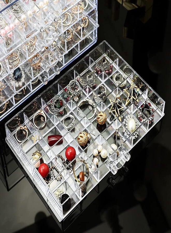 Euedue Clear Acrylic Jewelry Storage Box, Earring Jewelry Organizer with 5 Drawers, 5-Layer Jewelry Box for Women, Earrings Display Holder for Ring Bracelet Necklace, 120 Grid Compartment Storage Box - Image 5