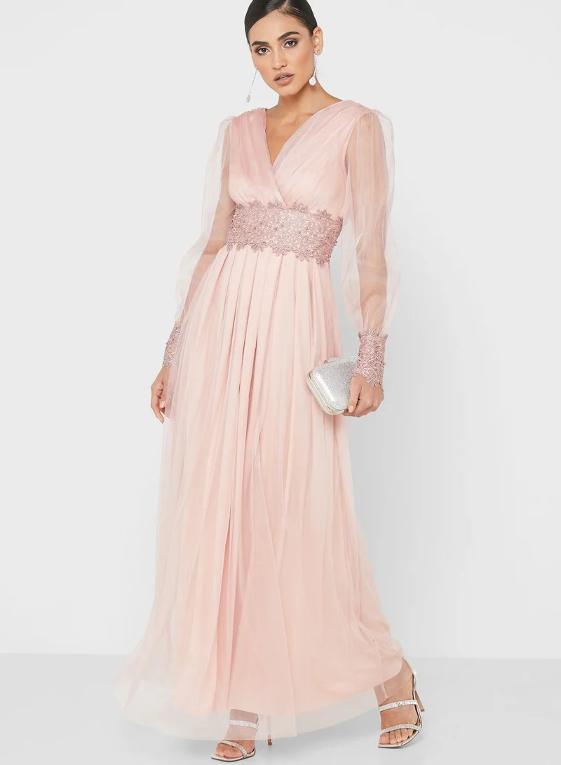 Khizana Sheer Sleeve Embroidery Dress