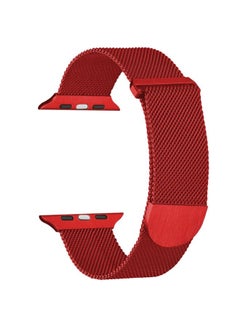 Replacement Strap For Apple Watch 5 44mm Milanese Metal Magnetic Watch Band Red