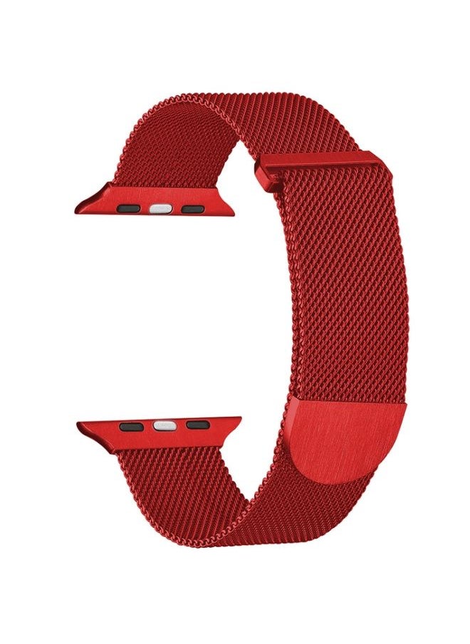 Generic - Replacement Strap For Apple Watch 5 44mm Milanese Metal Magnetic Watch Band Red - Image 1