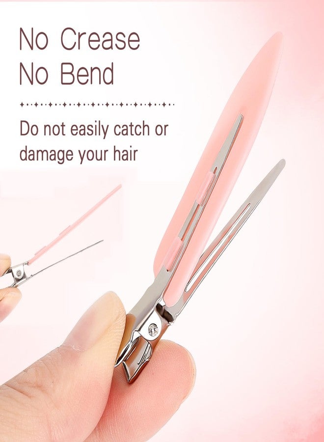 LIGHOON 12 Pcs No Crease Hair Clips, No Bend Hair Clips, Flat Hair Barrettes Alligator Duck Billed Clips for Women Girls Styling Sectioning Makeup Bangs Curl Accessories Salon Hairstyle Pink, White, Black - Image 2
