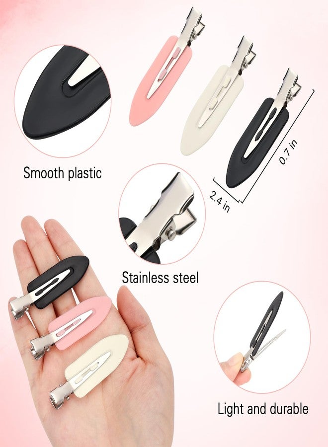 LIGHOON 12 Pcs No Crease Hair Clips, No Bend Hair Clips, Flat Hair Barrettes Alligator Duck Billed Clips for Women Girls Styling Sectioning Makeup Bangs Curl Accessories Salon Hairstyle Pink, White, Black - Image 3