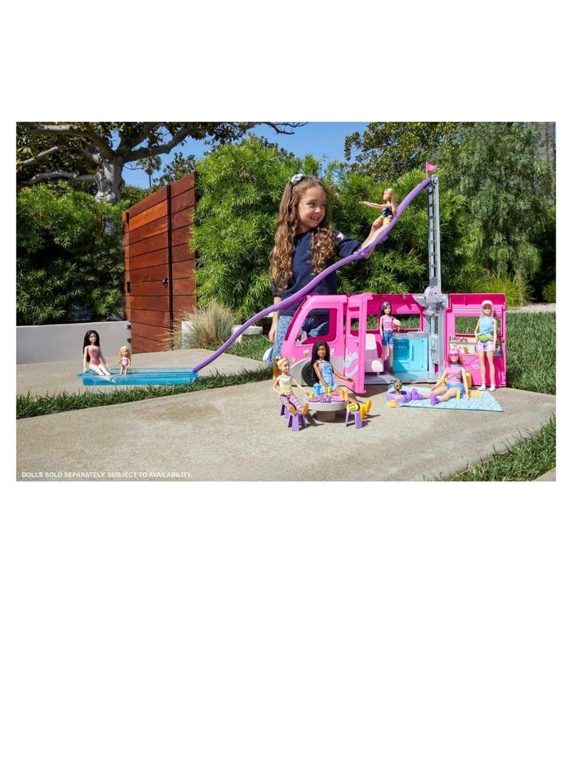 Barbie Camper, Doll Playset with 60 Accessories, 30-Inch Slide, Dream Camper - Image 2