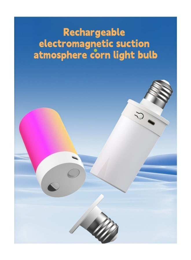 Lurette 1 Pack E26 Rechargeable Light Bulb with Remote and Timer, Corn Magnetic Bulb, with 3 Color Temperatures and 12 RGB Colors, Dimmable Wireless LED Bulb, 3 Installation Methods - Image 2