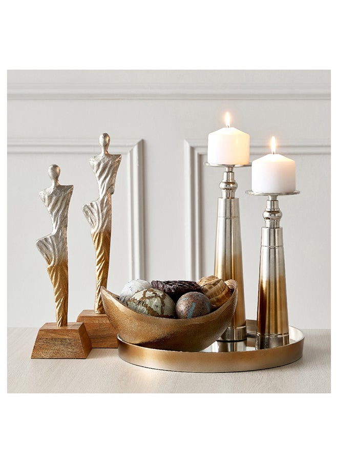 Home Box - Octan Aluminium Two-Tone Abstract Figurine Decorative Table Accent 10 x 41 x 10 cm - Image 1
