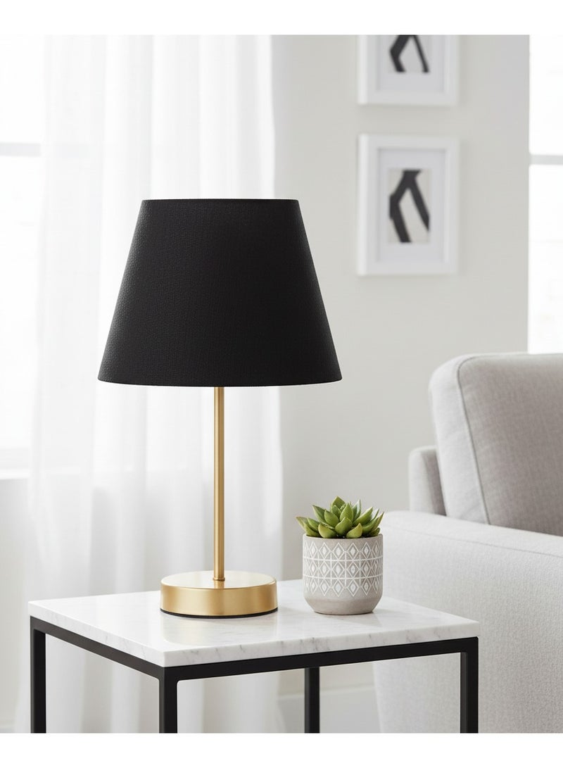 El Rawda Lighting Table Lamp  With A Unique Fabric  And Golden Metal - Modern Table Lamp for Bedroom & Living Room - | Color: Gold × Black | Size: 45x25x25 cm - Image 2