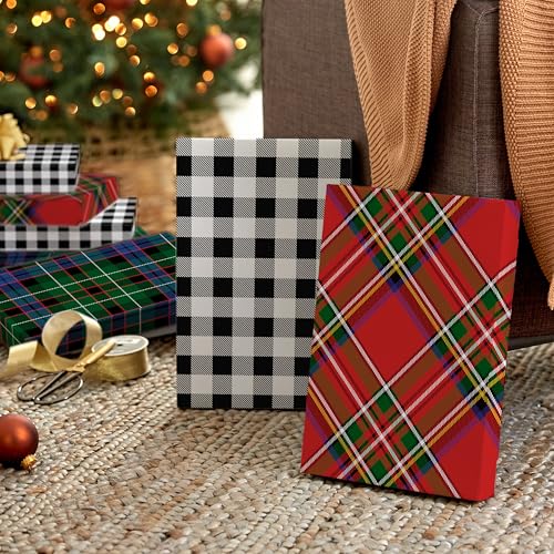 Hallmark Medium Christmas Gift Boxes with Lids 12 Shirt Boxes 3 Designs Blue Green Red Plaid Black Buffalo Check for Christmas Hanukkah Birthdays Fathers Day - Image 3