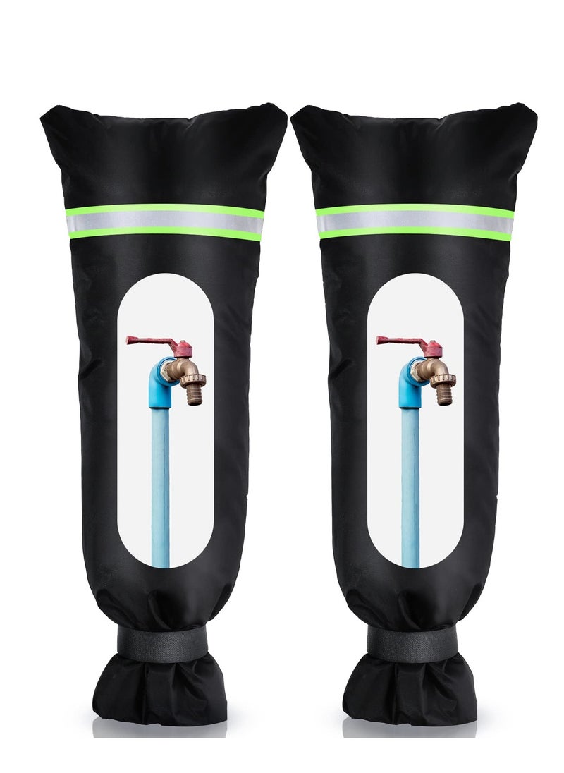 SYOSI Outdoor Faucet Cover Waterproof Insulated Faucet Freeze Protections Socks for Winter with Reflective Strip Reusable for Garden Lawn Faucets and Yard Hydrant 20x7.9 Inch(2 Pieces)  - Image 1