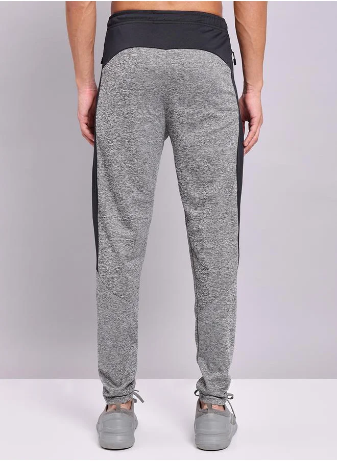 Technosport Melange Slim Fit Track Pants with Contrast Panel