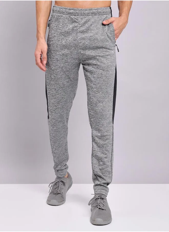 Technosport Melange Slim Fit Track Pants with Contrast Panel