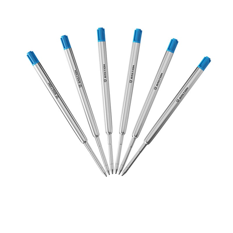 BASTION Pen Refill Ballpoint Blue | Replacement for All Bastion Bolt Action Pens | Standard Pen Ink Refills Cartridge (Blue 6 pc) - Image 1