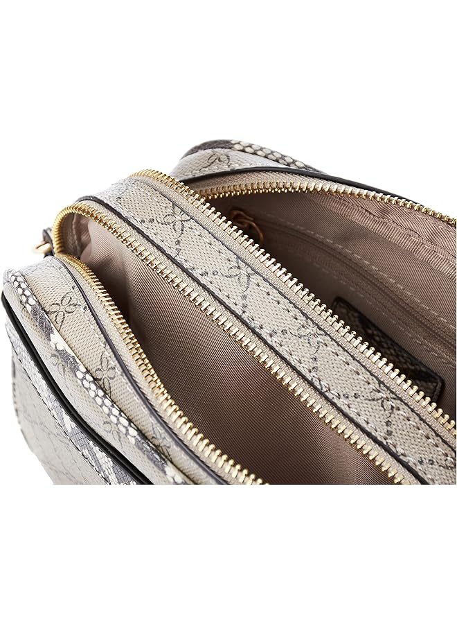 NINE WEST Irina Camera Hand Bag Beige Logo Multi - Image 5