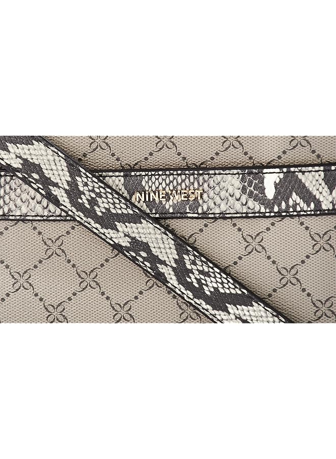 NINE WEST Irina Camera Hand Bag Beige Logo Multi - Image 4