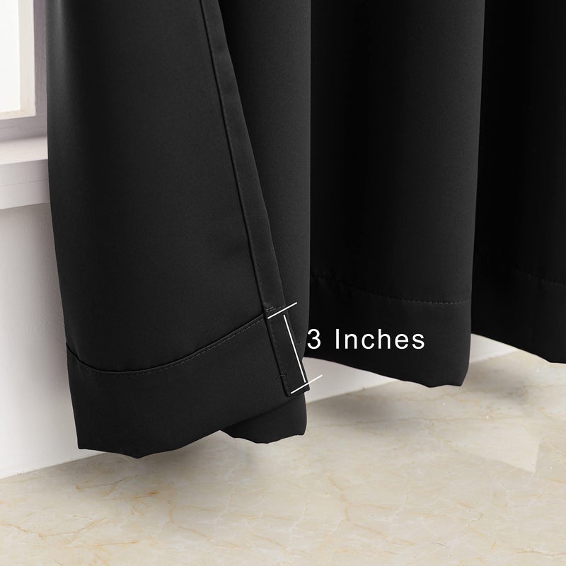 Pickluc Grommet Blackout Curtain for Living Room, Light Blocking Drapes, Thermal Insulated, Noise Reduction, 52 Inches Wide x 84 Inches Long, Black, 2 Panels - Image 4