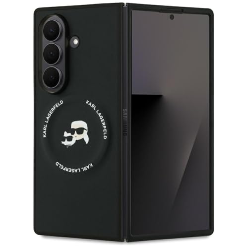 CG MOBILE Karl Lagerfeld Case [Official Licensed] Mag-Safe Compatible | PU Case | Karl & Choupette Heads Pins Logo & Metallic Camera Guard Protective Case Designed for Galaxy Z Fold 7 (2025) - Image 1