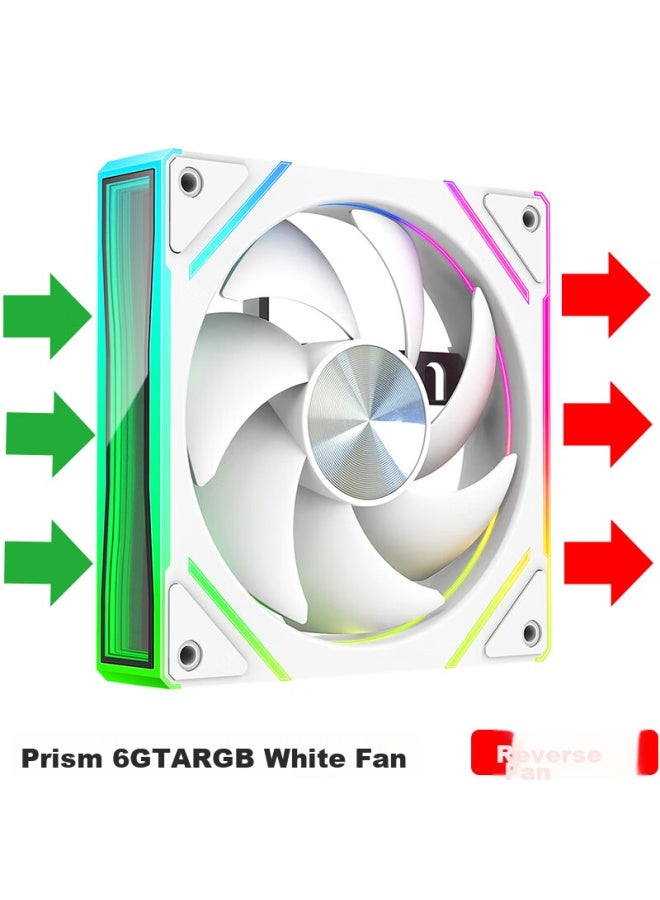 Play Jia Wanjiajingjing 6gt Argb White Reverse Fan, Case Cooling 12cm Fan, Rgb Synchronization, 5v 3-pin Argb Pwm Temperature-controlled Speed Adjustment - Image 1
