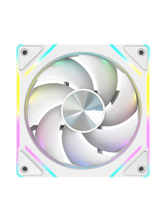 Play Jia Wanjiajingjing 6gt Argb White Reverse Fan, Case Cooling 12cm Fan, Rgb Synchronization, 5v 3-pin Argb Pwm Temperature-controlled Speed Adjustment - Image 2