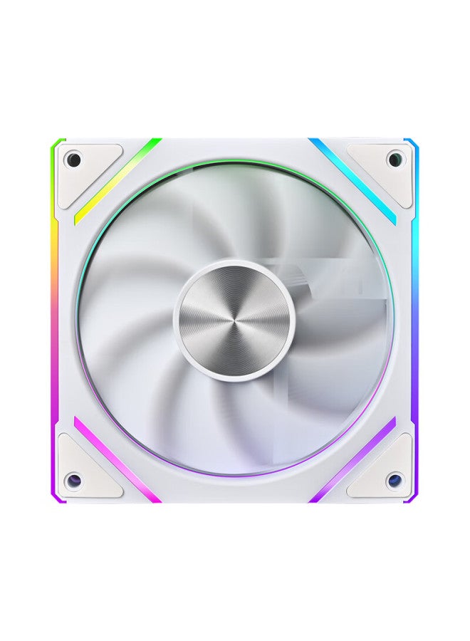 Play Jia Wanjiajingjing 6gt Argb White Reverse Fan, Case Cooling 12cm Fan, Rgb Synchronization, 5v 3-pin Argb Pwm Temperature-controlled Speed Adjustment - Image 4