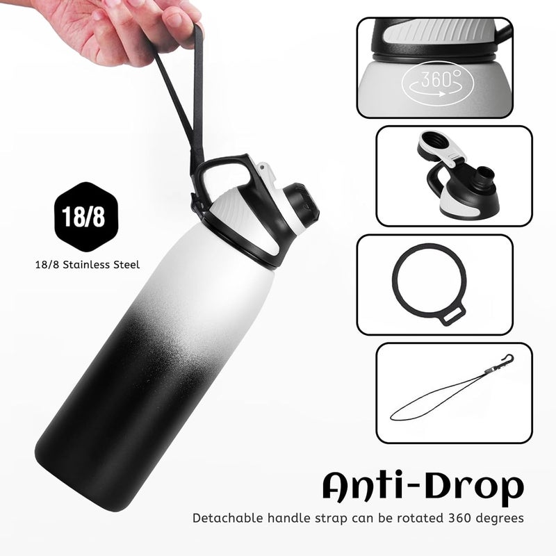 FjBottle Stainless Steel Water Bottle 600ml/800ml/1L/1.5L with Magnetic Lid, BPA Free Insulated Water Bottle, Sports Metal Water Bottle Hot&Cold Drinks Vacuum Flask Leak-Proof for Gym, Work, Travel - Image 3