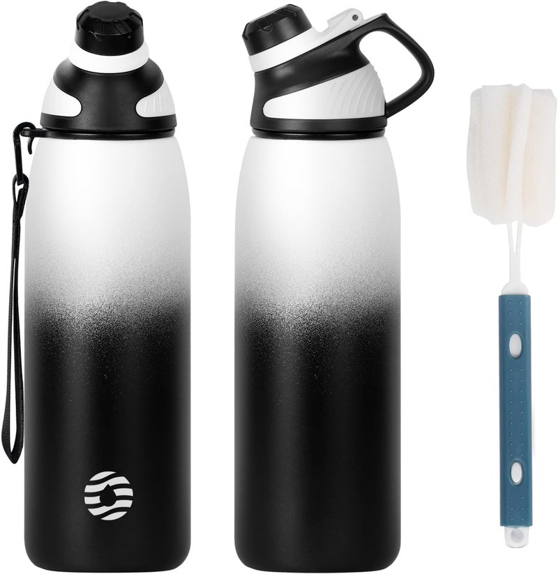 FjBottle Stainless Steel Water Bottle 600ml/800ml/1L/1.5L with Magnetic Lid, BPA Free Insulated Water Bottle, Sports Metal Water Bottle Hot&Cold Drinks Vacuum Flask Leak-Proof for Gym, Work, Travel - Image 1