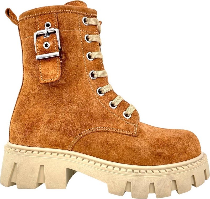Tirenti Waterproof Suede Leather Young Girl Boots Cinnamon - Image 1