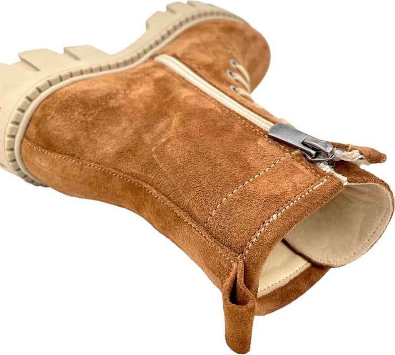 Tirenti Waterproof Suede Leather Young Girl Boots Cinnamon - Image 4