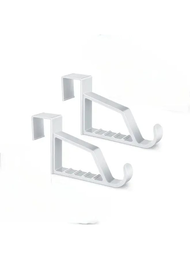 قطعتان من خطافات الأبواب البلاستيكية البيضاء الثقيلة متعددة الاستخدامات، تركيب لاصق بدون مسامير - Image 1