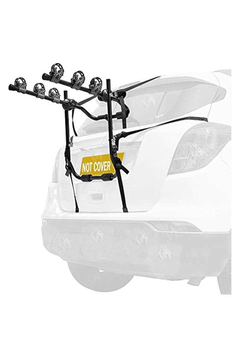 TORONTO Bicycle Trunk Mount Foldable 3 Bike Rack for Car SUV with Buffer Sponge Auto Hitch Mount Nylon Webbing Fixing  - Image 1