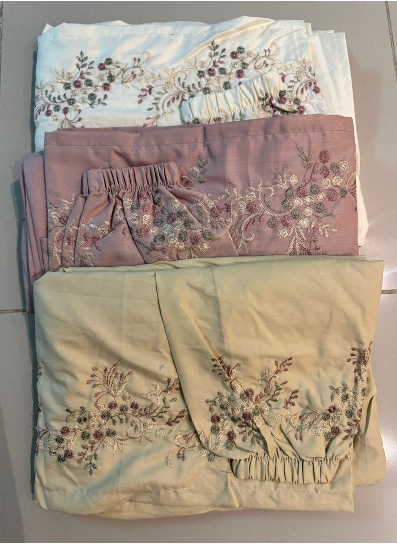 Brides Embroidered prayer shawl, cool cotton, open to wear - set of 3 pieces in different colors  - Image 1