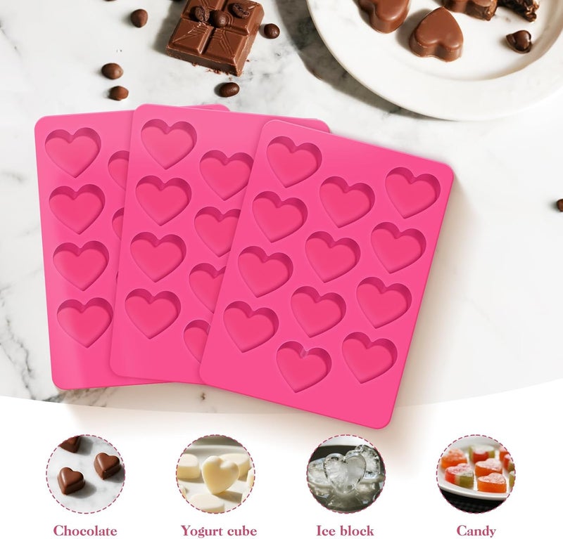 feehope 3Pcs Heart Molds Silicone, Premium Heart Silicone Mold for Baking, Chocolate, Non-stick Silicone Heart Mold for Cakes Candies Soap - Image 5