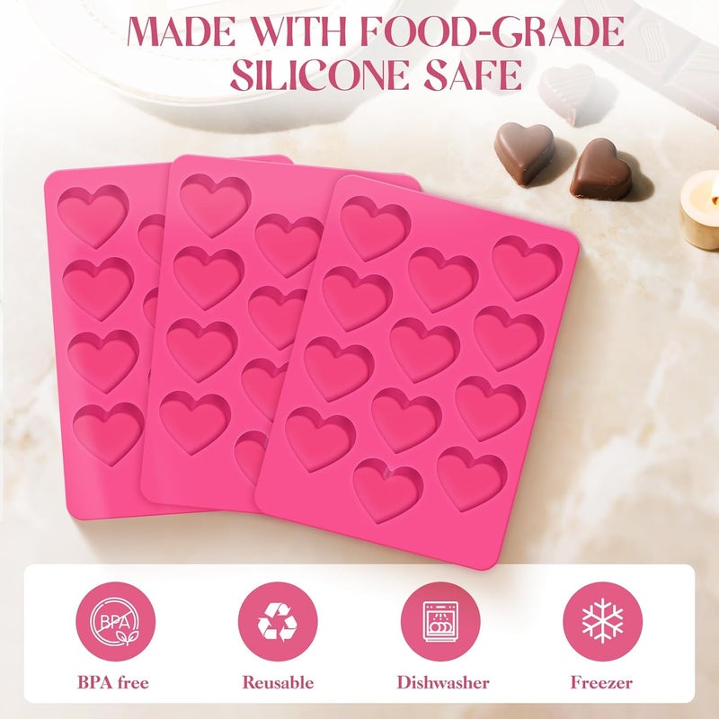 feehope 3Pcs Heart Molds Silicone, Premium Heart Silicone Mold for Baking, Chocolate, Non-stick Silicone Heart Mold for Cakes Candies Soap - Image 4