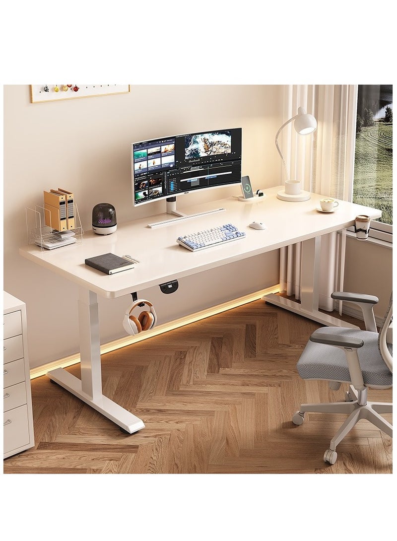 Generic Modern Computer Desk with Height Memory, White Desktop, 3-Level Protection, Gaming Setup 