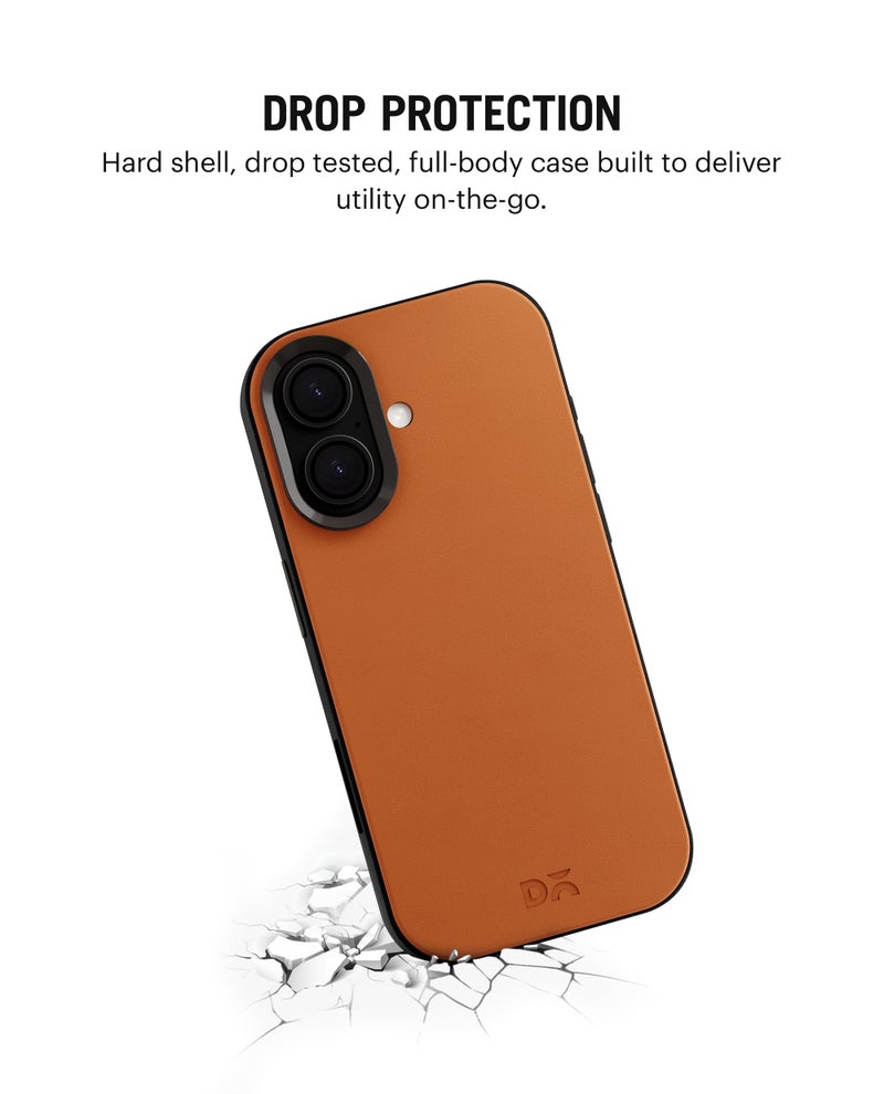 DailyObjects Leatherite Case for iPhone 16 Plus Compatible with Mag-Safe Wireless Charging | Tan-Grey Hybrid Magnetic Back Cover - Image 4