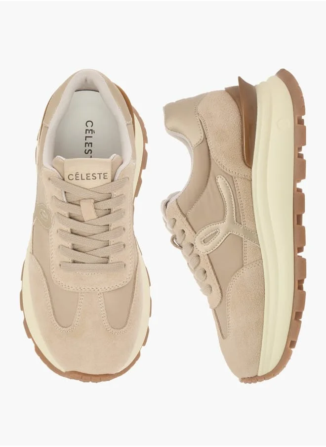 Celeste Womens Panelled Lace-Up Low Ankle Sneakers