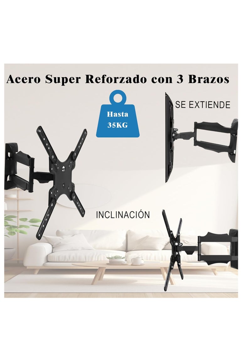 Movable TV Stand, Supports 32-55 inch Screens, Max 35kg, Tilt and Rotate, Space Saving, Universal Compatibility, VESA 400x400mm, Anti-Glare Articulating Arm, TV Base Tilt, Extend and Retract - Image 3