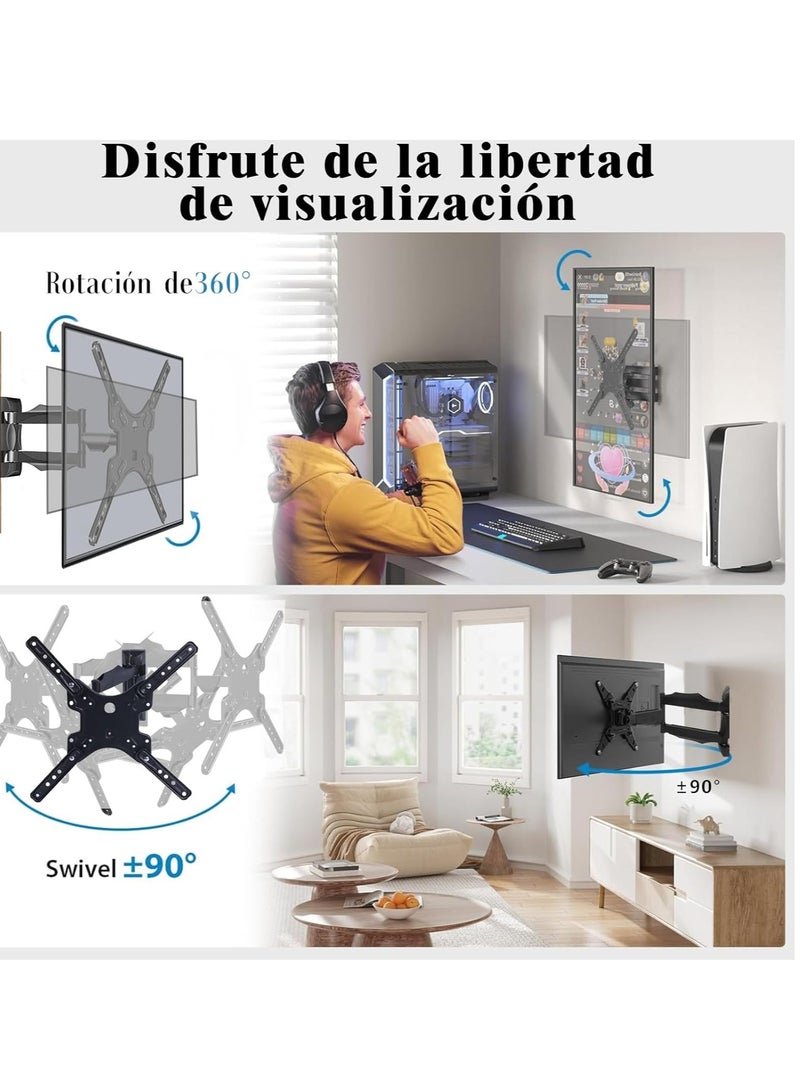 Movable TV Stand, Supports 32-55 inch Screens, Max 35kg, Tilt and Rotate, Space Saving, Universal Compatibility, VESA 400x400mm, Anti-Glare Articulating Arm, TV Base Tilt, Extend and Retract - Image 5