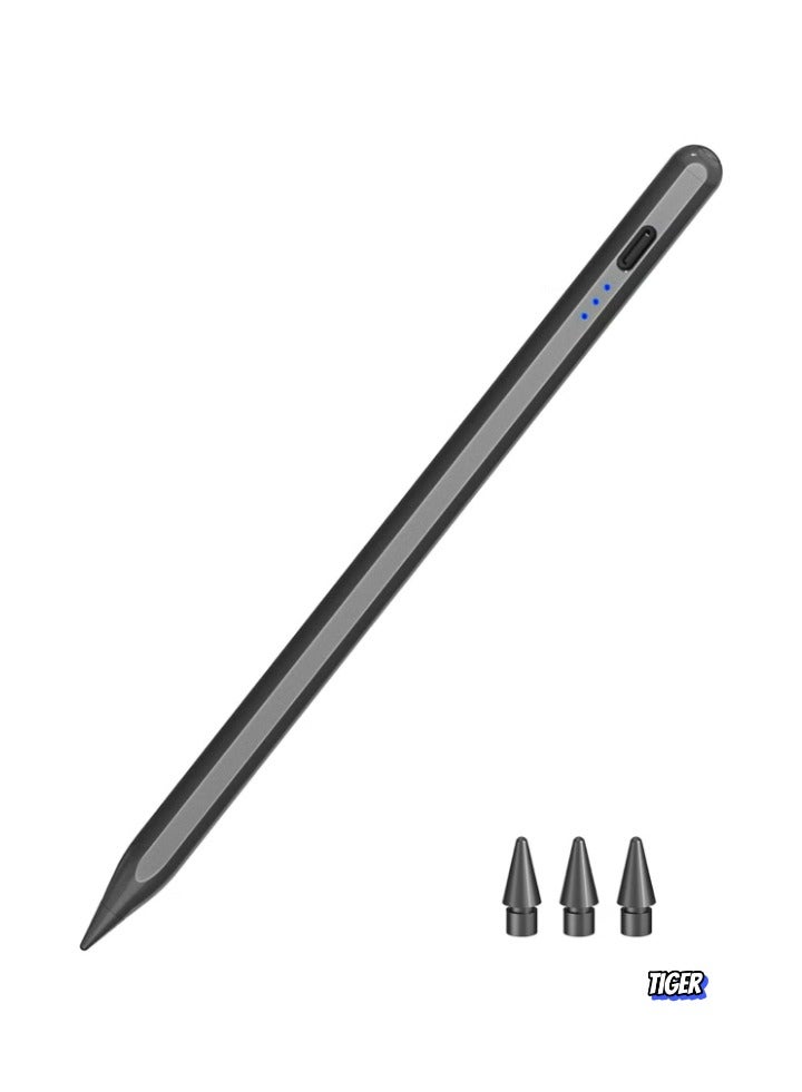 TIGER Pen for iPad 2018-2023 – Quick Charging Pencil 2nd Generation with Tilt & Palm Rejection, Compatible with iPad Air 3/4/5, iPad Mini 5/6, iPad 6-10 Gen, iPad Pro 11/12.9 (Black) - Image 1