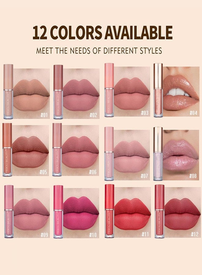 Baorder 12Pcs Velvet Matte Liquid Lipstick Set, Non-Stick Cup Nude Lip Stain Kit,Waterproof Long Lasting Quick-drying Matte and Glitter Lip Gloss,Lip Makeup Gift Kit for Women - Image 2