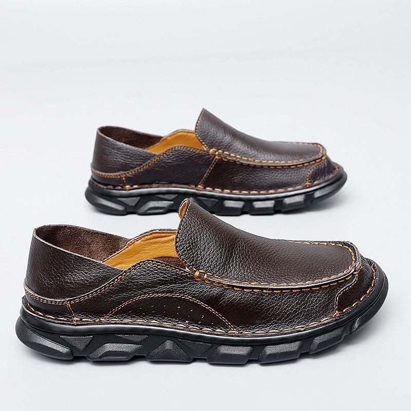 Ultra-Light Men'S Leather Shoes Handmade Genuine Leather Shoes All-Match Outdoor Plus Size Lightweight Loafers Men'S Shoes Old Men'S Shoes - Image 3