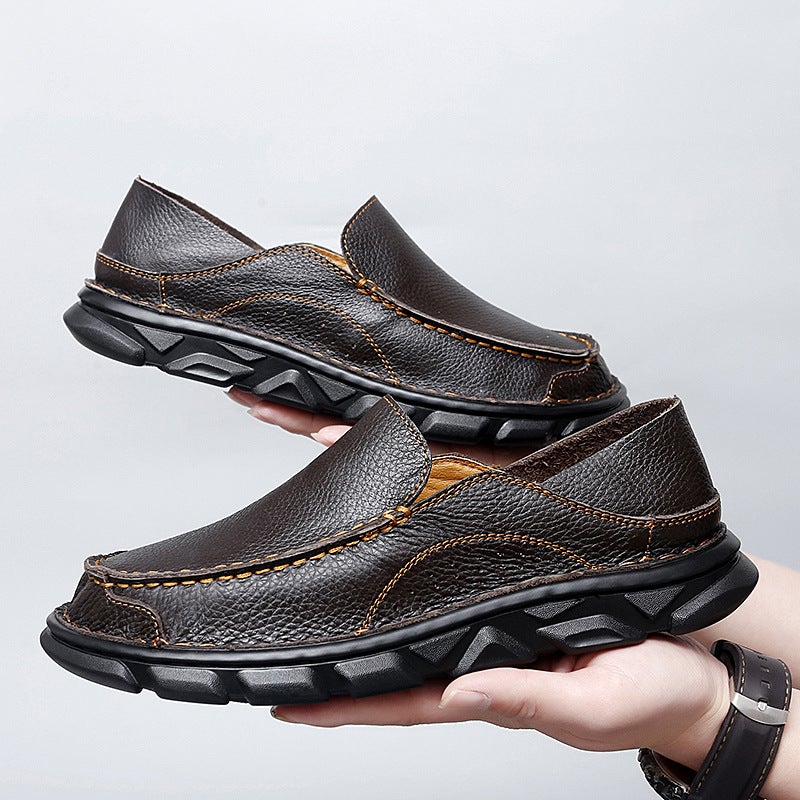 Ultra-Light Men'S Leather Shoes Handmade Genuine Leather Shoes All-Match Outdoor Plus Size Lightweight Loafers Men'S Shoes Old Men'S Shoes - Image 5