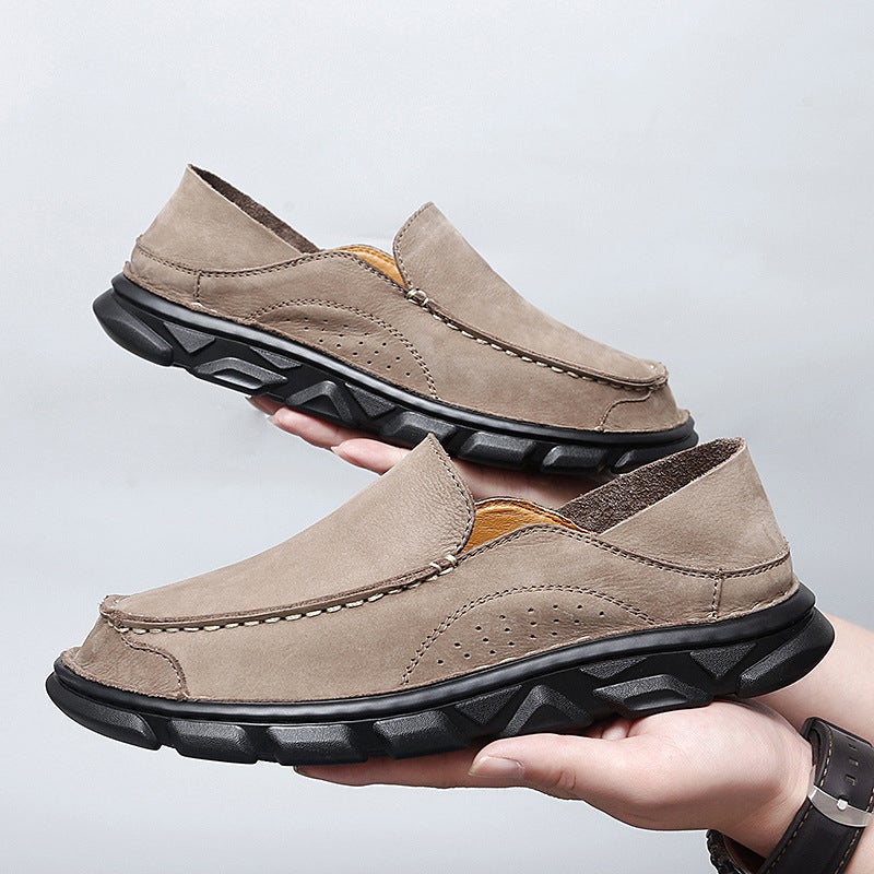 Ultra-Light Men'S Leather Shoes Handmade Genuine Leather Shoes All-Match Outdoor Plus Size Lightweight Loafers Men'S Shoes Old Men'S Shoes - Image 1