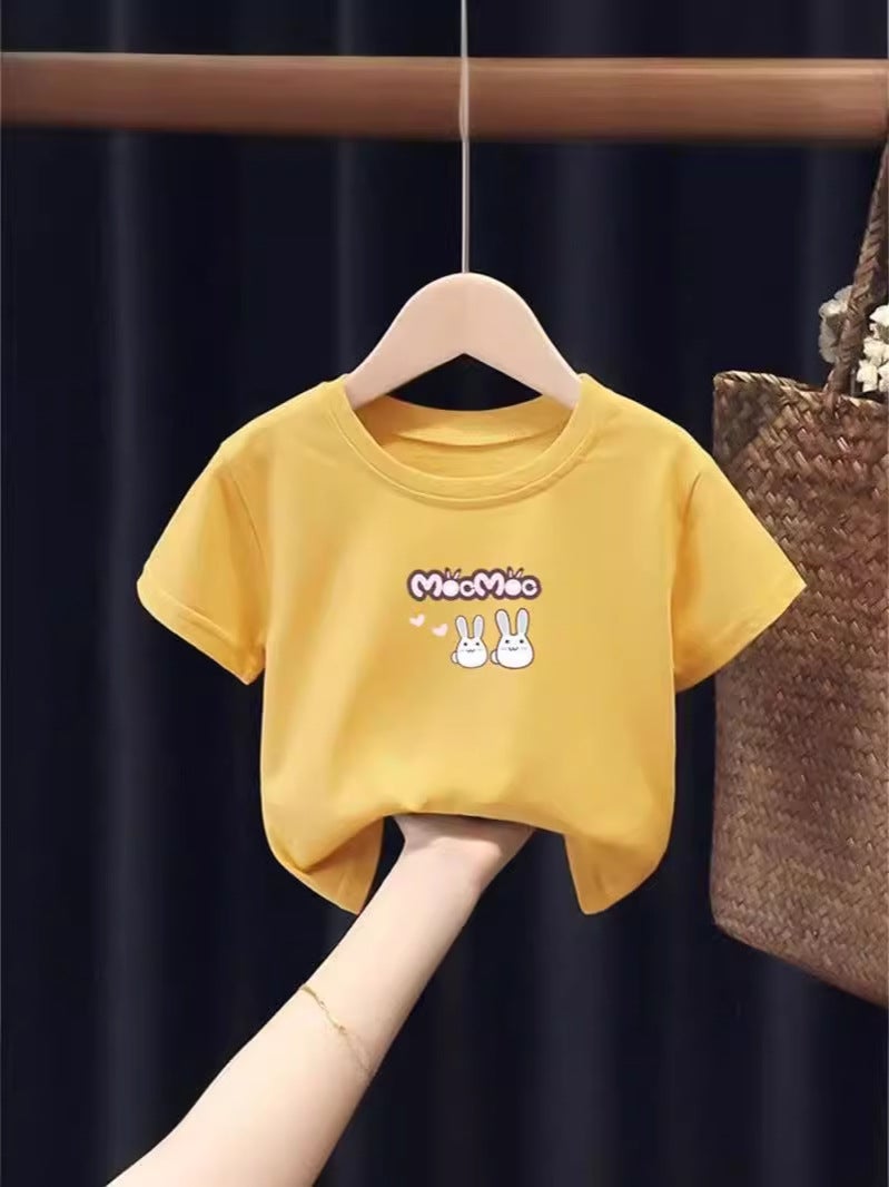 Cotton Children'S Short-Sleeved T-Shirt 2024 Style Small And Medium-Sized Children'S Top Half-Sleeved Baby Base Shirt For Boys And Girls - Image 3