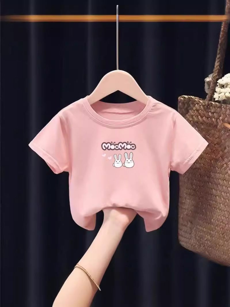 Cotton Children'S Short-Sleeved T-Shirt 2024 Style Small And Medium-Sized Children'S Top Half-Sleeved Baby Base Shirt For Boys And Girls - Image 2