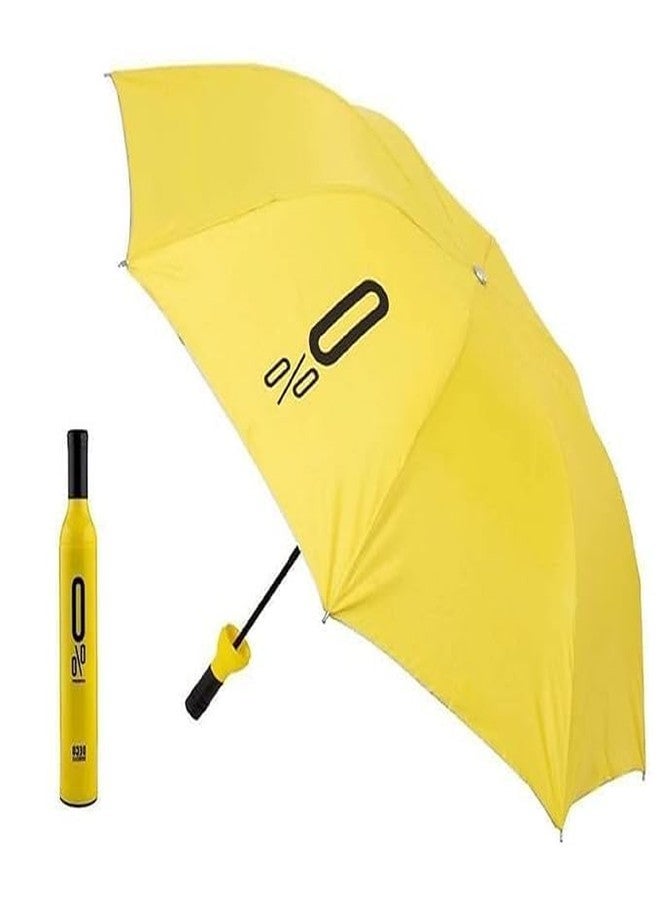 KSBOY Wine Bottle Umbrella Windproof Double Layer Umbrella with Bottle Cover for UV Protection & Rain, For Men, Women, and Kids (YELLOW) - Image 1