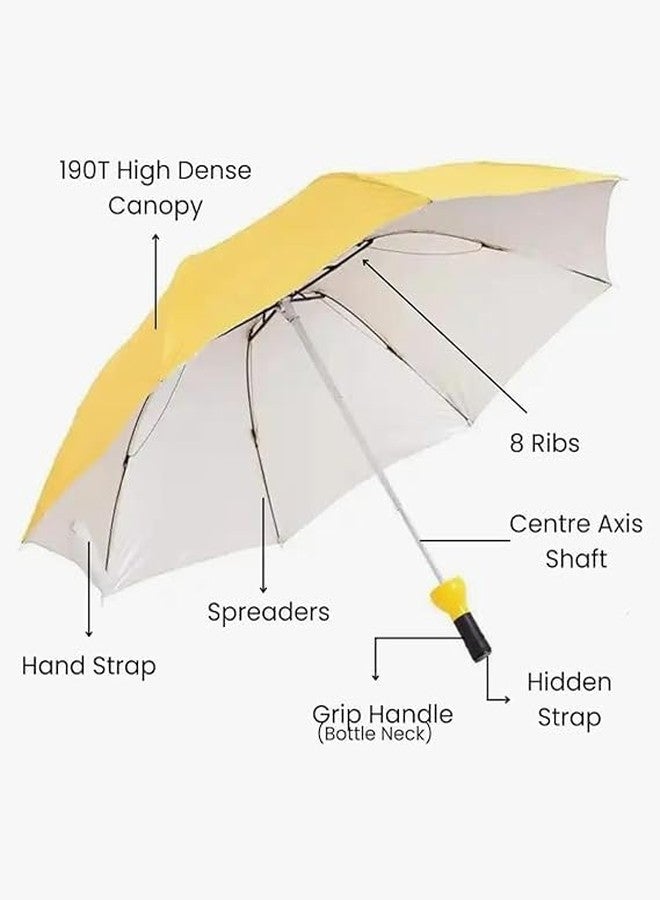 KSBOY Wine Bottle Umbrella Windproof Double Layer Umbrella with Bottle Cover for UV Protection & Rain, For Men, Women, and Kids (YELLOW) - Image 2
