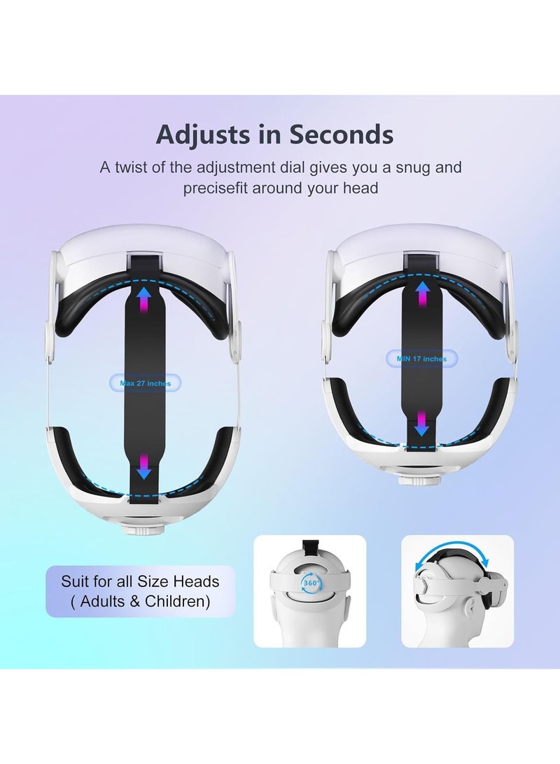 حزام رأس لمعيار رأس Meta Oculus Quest 3s / 3 / 2،3 في 1 قابل للتعديل ، ملحقات VR للألعاب المريحة المعززة المناسبة لحقيبة الحمل - Image 3