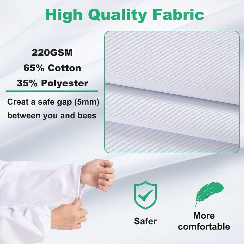 LONGADS Professional Beekeeping Suit with Ventilated Hood - Multi-Size Bee Outfit for Men, Women & Bee Keeper Catcher - Image 2