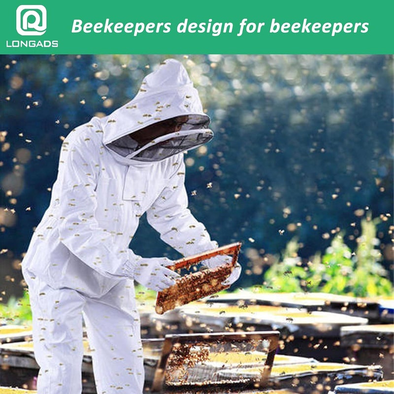 LONGADS Professional Beekeeping Suit with Ventilated Hood - Multi-Size Bee Outfit for Men, Women & Bee Keeper Catcher - Image 5